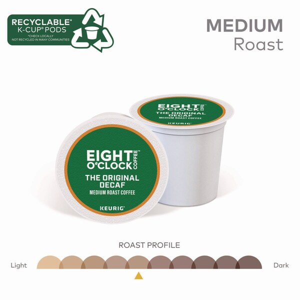 Eight Oclock Decaffeinated Coffee, Original Decaf, K-Cup, Decaffeinated Coffee, 0.88 lbs, 24 PK - 6425