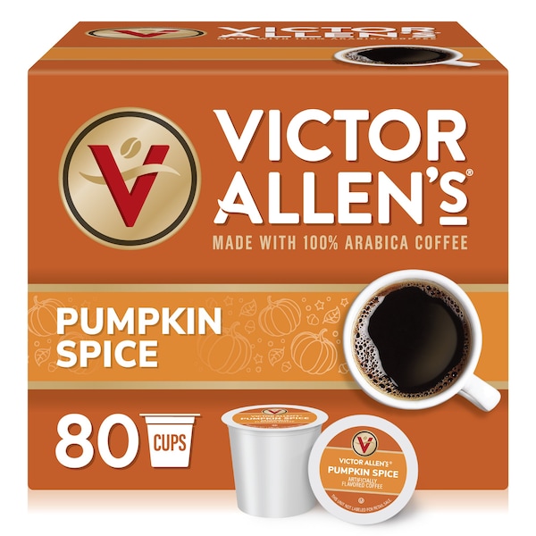 Victor Allen Victor Allen's Coffee Pumpkin Spice Flavored, Medium Roast, 80 Count, Single Serve Coffee Pods for Keurig K-Cup Brewers - FG014613RV