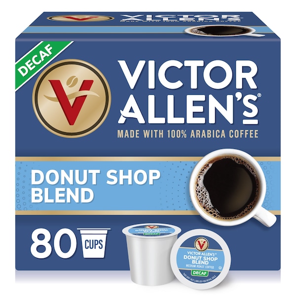 Victor Allen Victor Allen's Coffee Decaf Donut Shop Blend, Medium Roast, 80 Count, Single Serve Coffee Pods for Keurig K-Cup Brewers - FG014604RV