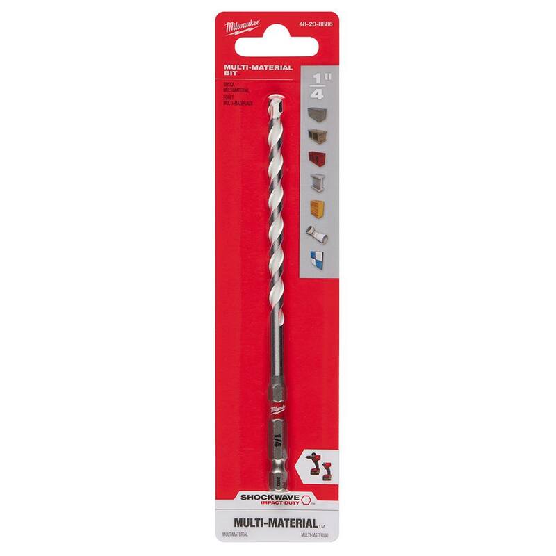 Broca de carburo SHOCKWAVE para múltiples materiales de Milwaukee 1/4 in. x 4 in. x 6 in. - 48-20-8886