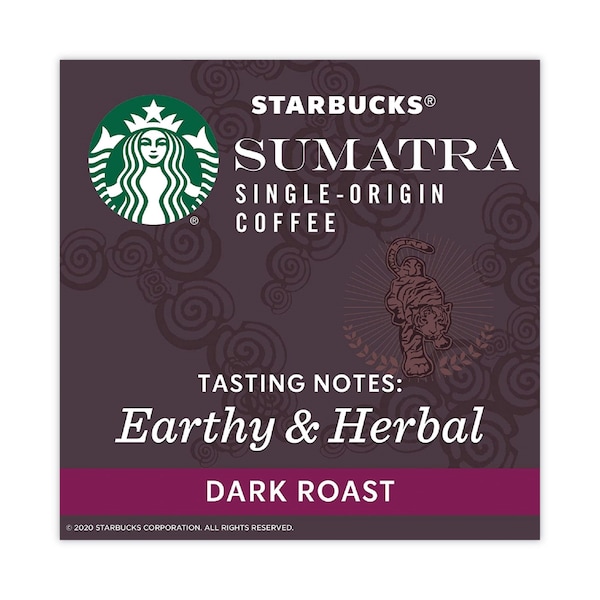 Starbucks Coffee, Sumatra, K-Cup, Coffee, 4.5 lbs, 96 PK - 12434953