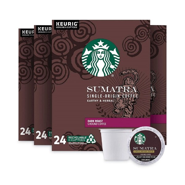 Starbucks Coffee, Sumatra, K-Cup, Coffee, 4.5 lbs, 96 PK - 12434953