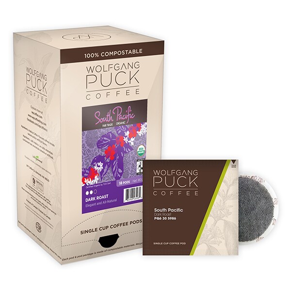 Wolfgang Puck Coffee South Pacific Dark Fair Trade Organic Soft Coffee Pods, PK108 PK - 016493