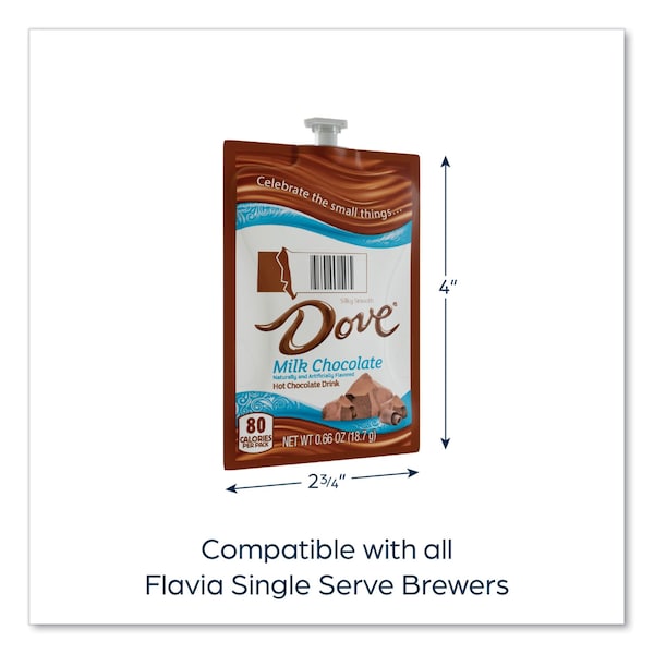 Flavia Dove Hot Chocolate Freshpack, Milk Chocolate, 0.66 oz Pouch, 72PK - 48000