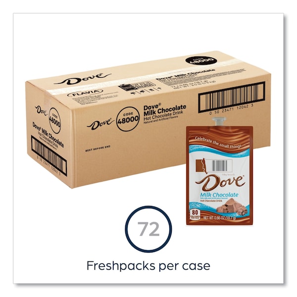 Flavia Dove Hot Chocolate Freshpack, Milk Chocolate, 0.66 oz Pouch, 72PK - 48000