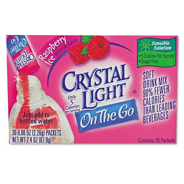 Crystal Light On the Go Beverage Mix Powder 0.08 oz., Raspberry, PK30 - 79800