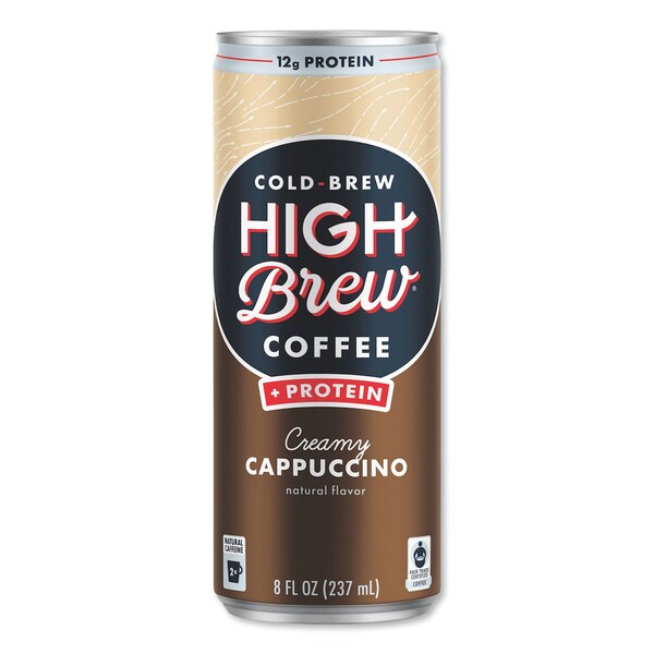 High Brew Coffee Cold Brew Coffee + Protein, Creamy Cappuccino, 8 oz Can, 12PK - HBC00560