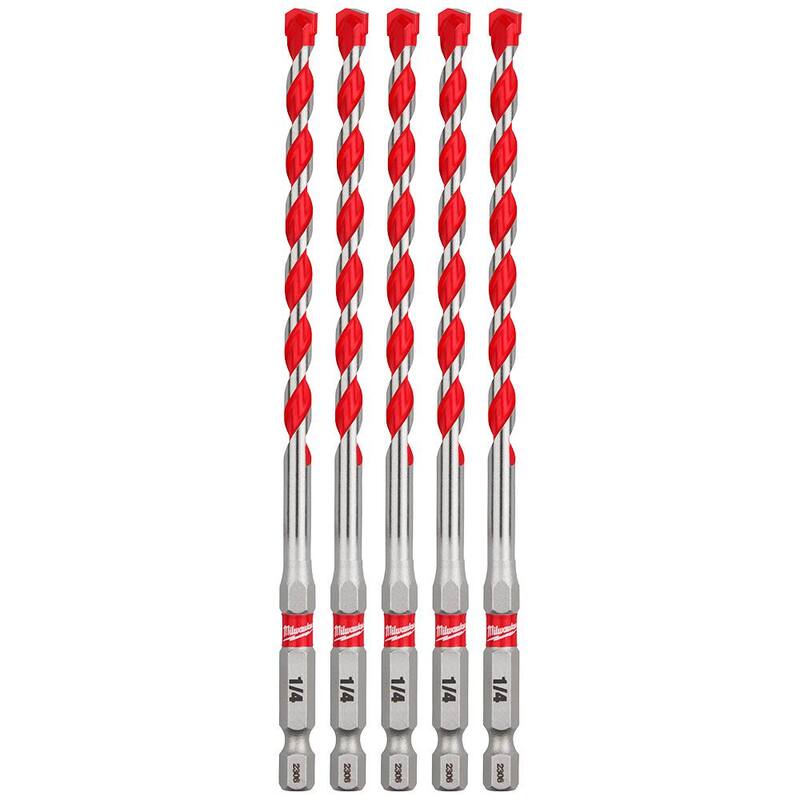 Brocas de taladro de martillo de carburo SHOCKWAVE de 1/4 de pulgada de Milwaukee (paquete de 5) - 48-20-9162