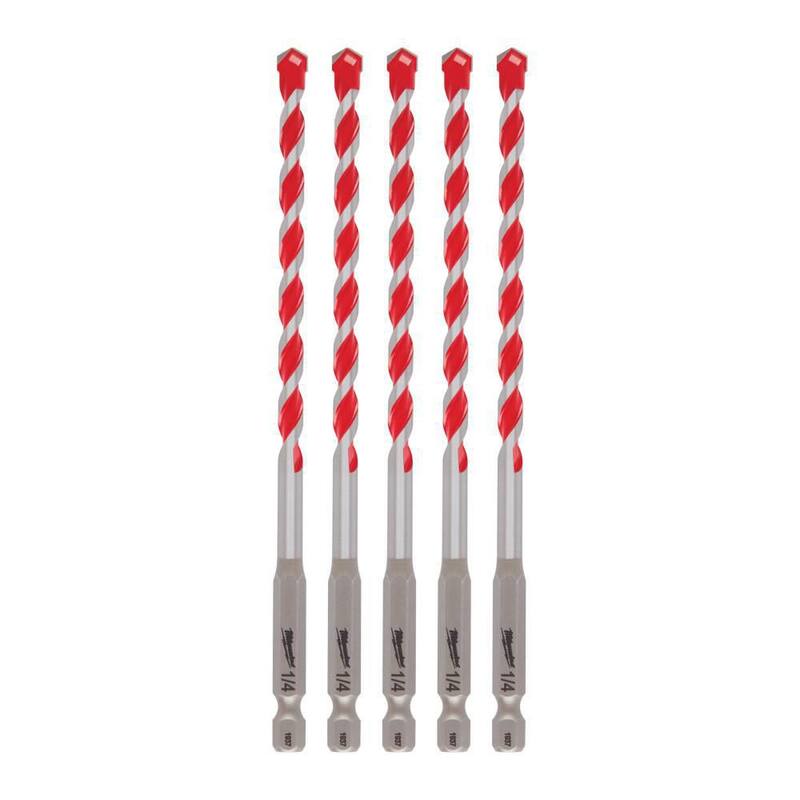 Brocas de taladro de martillo de carburo SHOCKWAVE de 1/4 de pulgada de Milwaukee (paquete de 5) - 48-20-9162