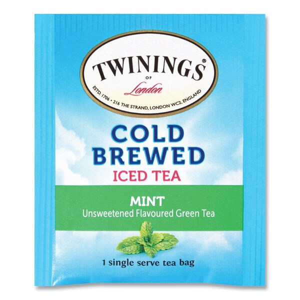 Twinings Cold Brew Iced Tea Bags, Mint, 0.07 oz Tea Bag, PK20, 20PK - TNA51335