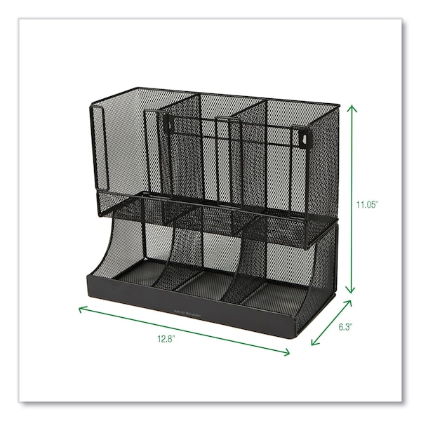 Mind Reader Network Collection 2-Tier 6-Compartment Coffee Cup and Condiment Countertop Organizer, Black - UPMESH-BLK