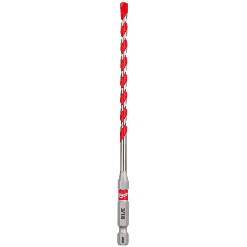 Broca para martillo con punta de carburo SHOCKWAVE de Milwaukee de 3/16 de pulgada por 4 pulgadas por 6 pulgadas para concreto, piedra, perforación de albañilería - 48-20-9006