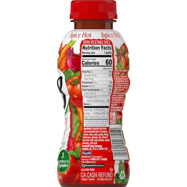 V8 V8 Spicy Hot Vegetable Juice 12 oz. Bottle, PK12 - 000013802