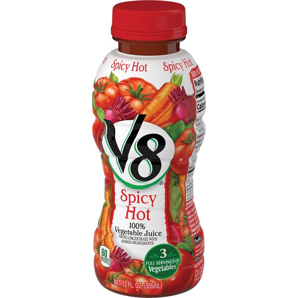 V8 V8 Spicy Hot Vegetable Juice 12 oz. Bottle, PK12 - 000013802