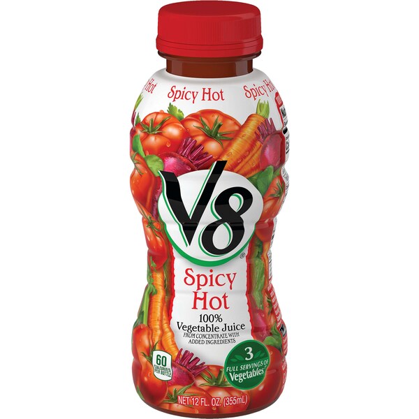 V8 V8 Spicy Hot Vegetable Juice 12 oz. Bottle, PK12 - 000013802
