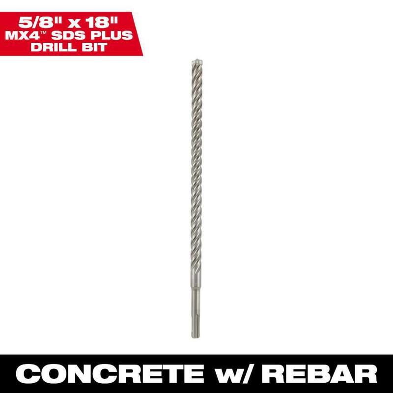 Broca de carburo SDS-PLUS de 4 cortes de 5/8 pulg. x 18 pulg. de Milwaukee - 48-20-8306
