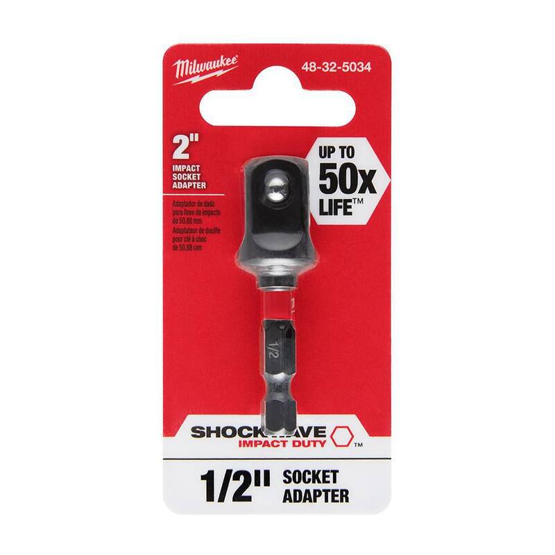 Milwaukee SHOCKWAVE Impact Duty 1/2 pulg. Adaptador de punta cuadrada de aleación de acero - 48-32-5034