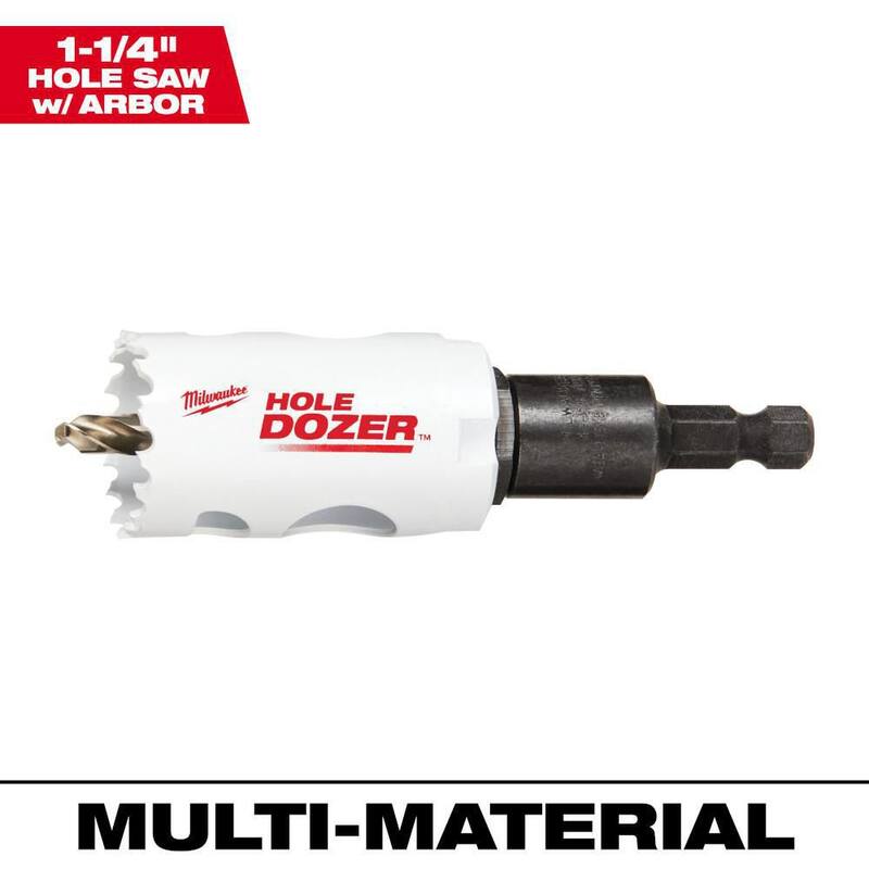 Broca de agujero bi-metal Milwaukee de 1-1/4 pulgadas con arbor de 3/8 pulgadas y broca piloto - 49-56-9664