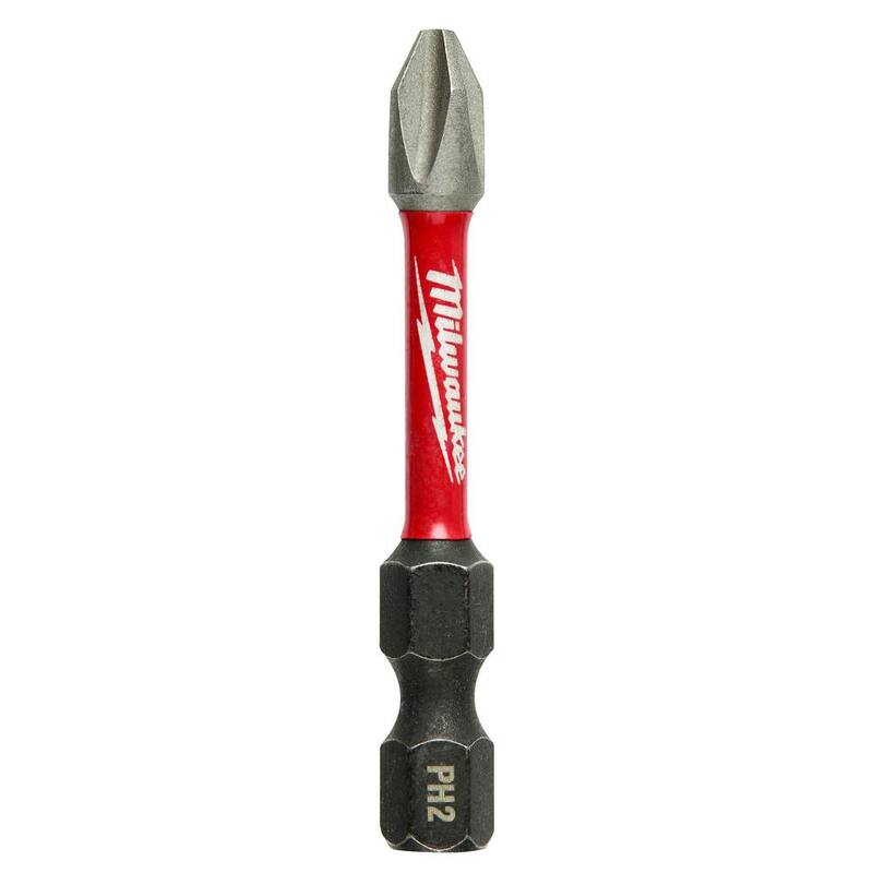 Broca destornilladora de aleación de acero Phillips #2 de 2 pulgadas Milwaukee SHOCKWAVE Impact Duty (paquete de 5) - 48-32-4602
