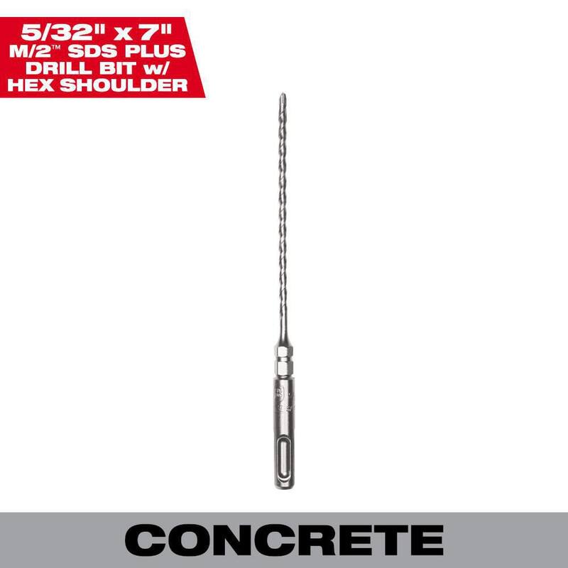 Broca de carburo SDS-PLUS de 2 cortes de 5/32 pulg. x 7 pulg. con hombro hexagonal de 1/4 pulg. - 48-20-8291