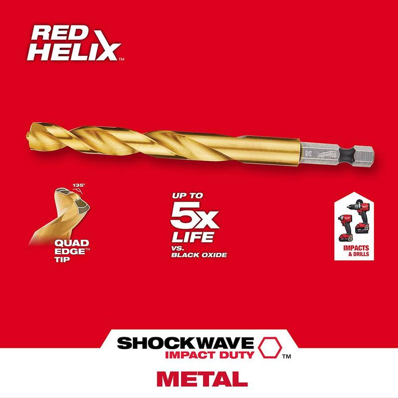 Juego de brocas escalonadas de titanio Milwaukee SHOCKWAVE Impact-Duty (8 piezas) - 48-89-9252.