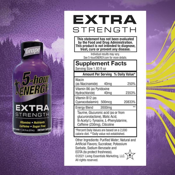 5 Hour Energy 5-hour Energy Extra Strength Sugar Free Grape Energy Shot 1.93 oz - 728127