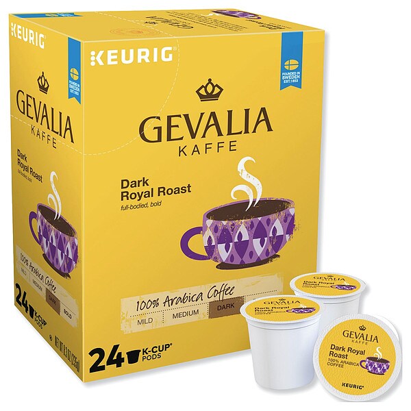 Gevalia Coffee, Dark Royal, Pod, Caffeinated, Ground, 8.3 oz, 24 PK - 5470