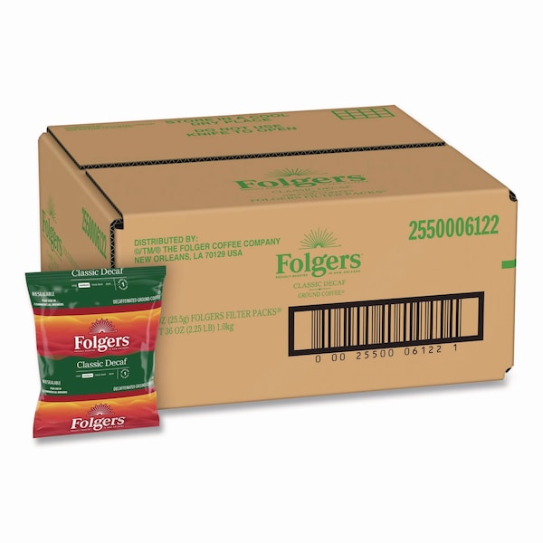 Folgers Coffee, Classic Roast Decaf, Filter Pack, Decaffeinated, Ground, 3.42 lb, 40 PK - 2550006122