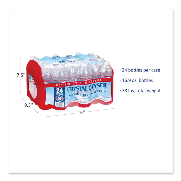 Crystal Geyser Alpine Spring Water, 16.9 oz Bottle, PK24 - 24514