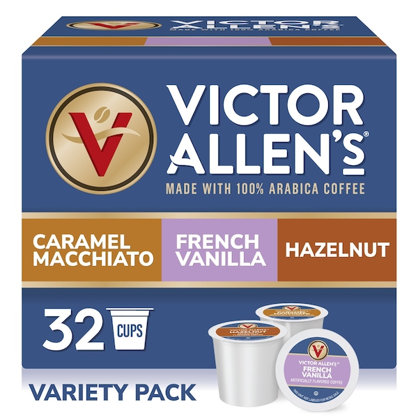 Victor Allen Variety Pack French Vanilla, Caramel, Hazelnut, Single Serve Coffee Pods for K-Cup Brewers, 32PK - FG018408