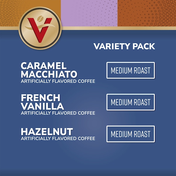 Victor Allen Variety Pack French Vanilla, Caramel, Hazelnut, Single Serve Coffee Pods for K-Cup Brewers, 32PK - FG018408