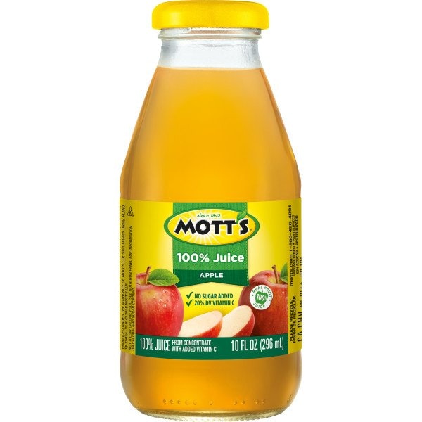 Motts Mott's 100% Apple Juice 10 oz. Glass Bottle, PK24 - Z91130