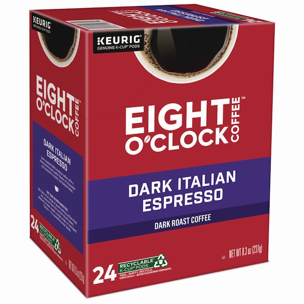 Eight Oclock Coffee, Italian Roast, K-Cup, Coffee, 0.88 lbs, 24 PK - 6408