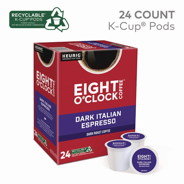 Eight Oclock Coffee, Italian Roast, K-Cup, Coffee, 0.88 lbs, 24 PK - 6408