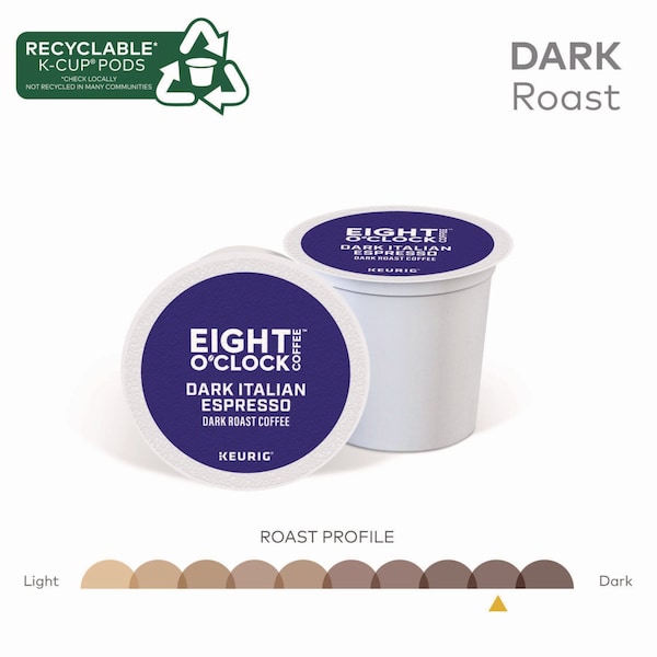 Eight Oclock Coffee, Italian Roast, K-Cup, Coffee, 0.88 lbs, 24 PK - 6408