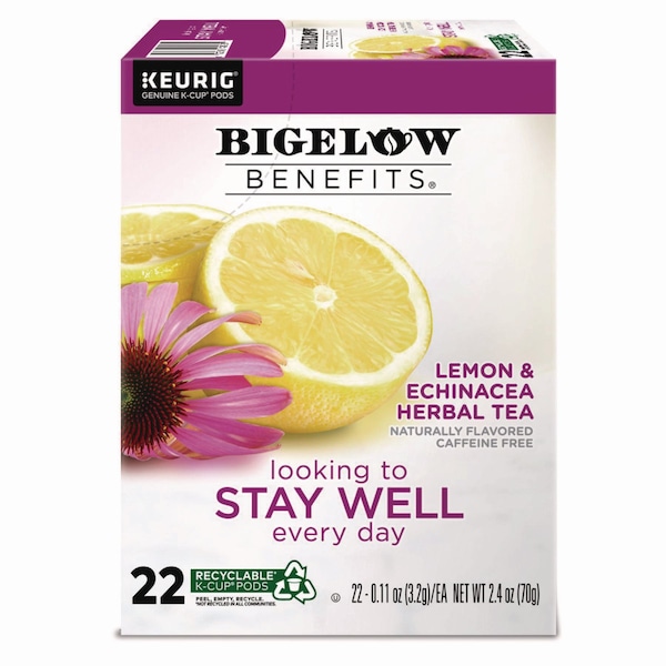 Bigelow Benefits Lemon and Echinacea Herbal K-Cup, 0.11 oz, PK22, 22PK - GMT2025