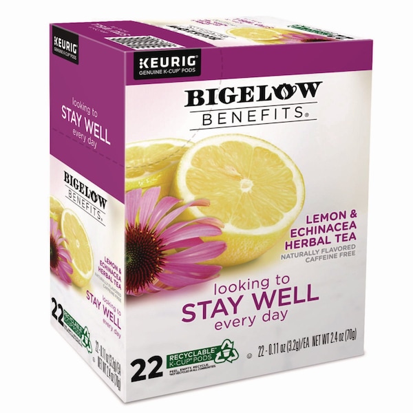Bigelow Benefits Lemon and Echinacea Herbal K-Cup, 0.11 oz, PK22, 22PK - GMT2025