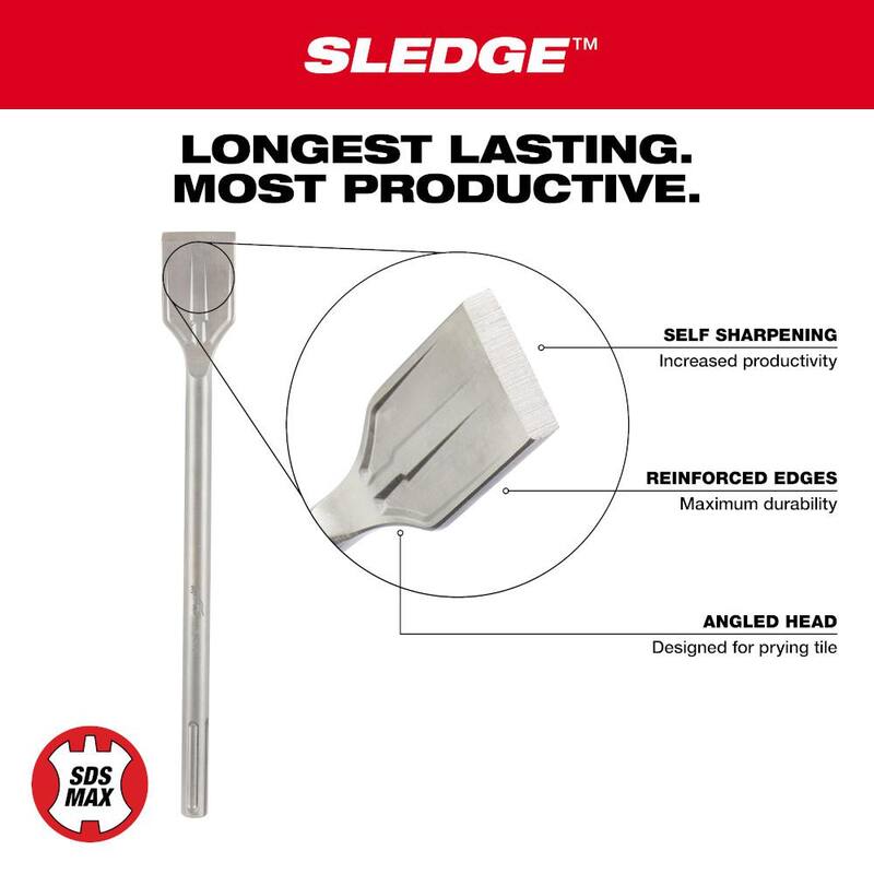 Cincel para azulejos Milwaukee de 2 pulgadas por 15 pulgadas con mango SDS-MAX - 48-62-4258