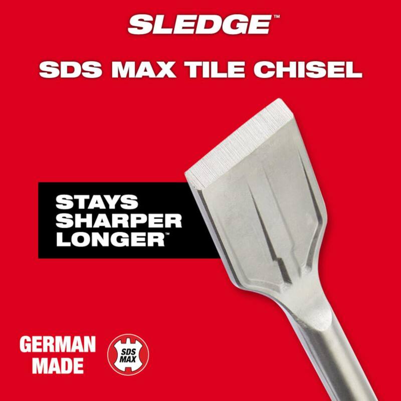 Cincel para azulejos Milwaukee de 2 pulgadas por 15 pulgadas con mango SDS-MAX - 48-62-4258