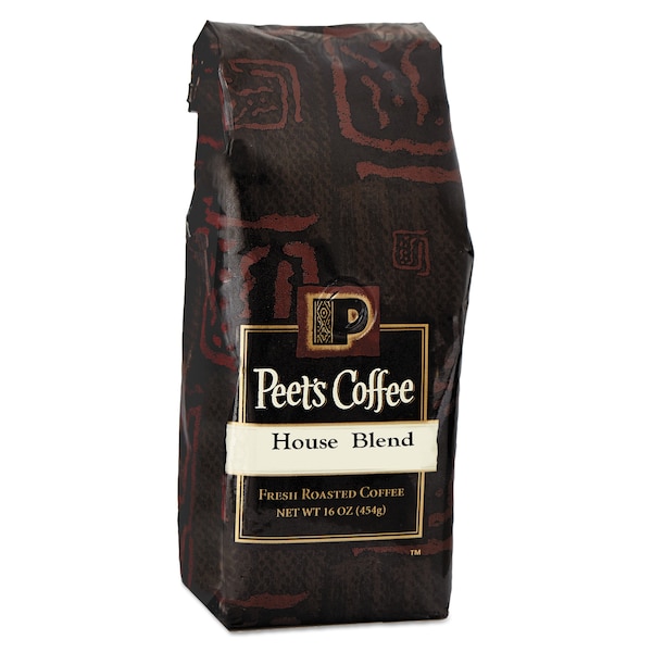 Peets Coffee & Tea House Blend Bulk Coffee, Ground, House Blend, Bag, Regular, Coffee, 1 lb - 501619