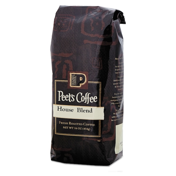 Peets Coffee & Tea House Blend Bulk Coffee, Ground, House Blend, Bag, Regular, Coffee, 1 lb - 501619