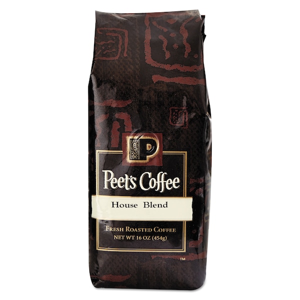 Peets Coffee & Tea House Blend Bulk Coffee, Ground, House Blend, Bag, Regular, Coffee, 1 lb - 501619