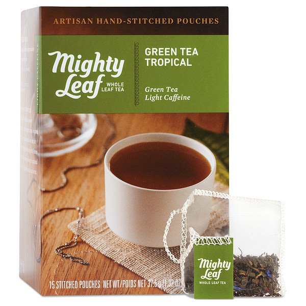 Mighty Leaf Tea Tea, Green Tea, Tea Bag, Caffeinated, Tea Bags, 1.32 oz, 15 PK - 510138