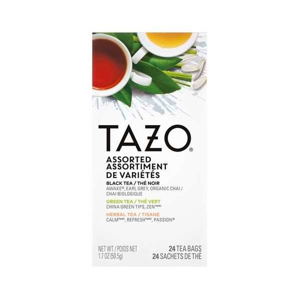 Tazo Tazo Variety Pack Black/Green/Herbal Hot Tea Bag, PK144 - 00794522202003