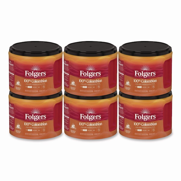 Folgers Columbian Coffee, 22.6 oz Canister, 6PK - 30445CT