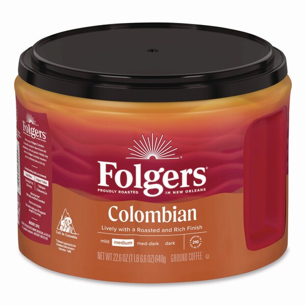 Folgers Columbian Coffee, 22.6 oz Canister, 6PK - 30445CT