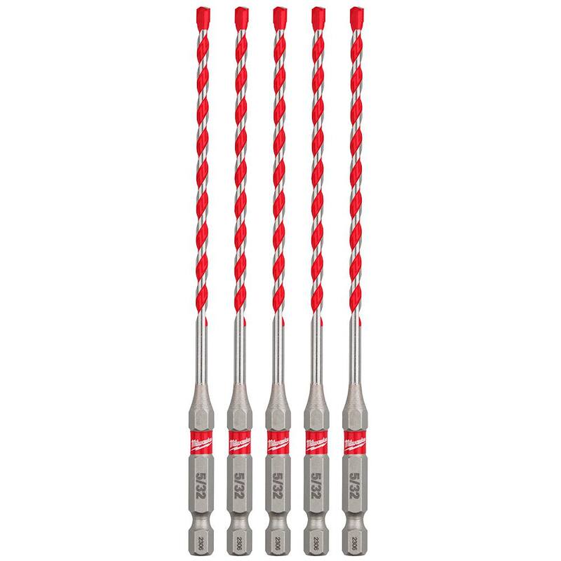 Brocas de martillo de carburo SHOCKWAVE de 5/32 pulgadas de Milwaukee (paquete de 5) - 48-20-9155