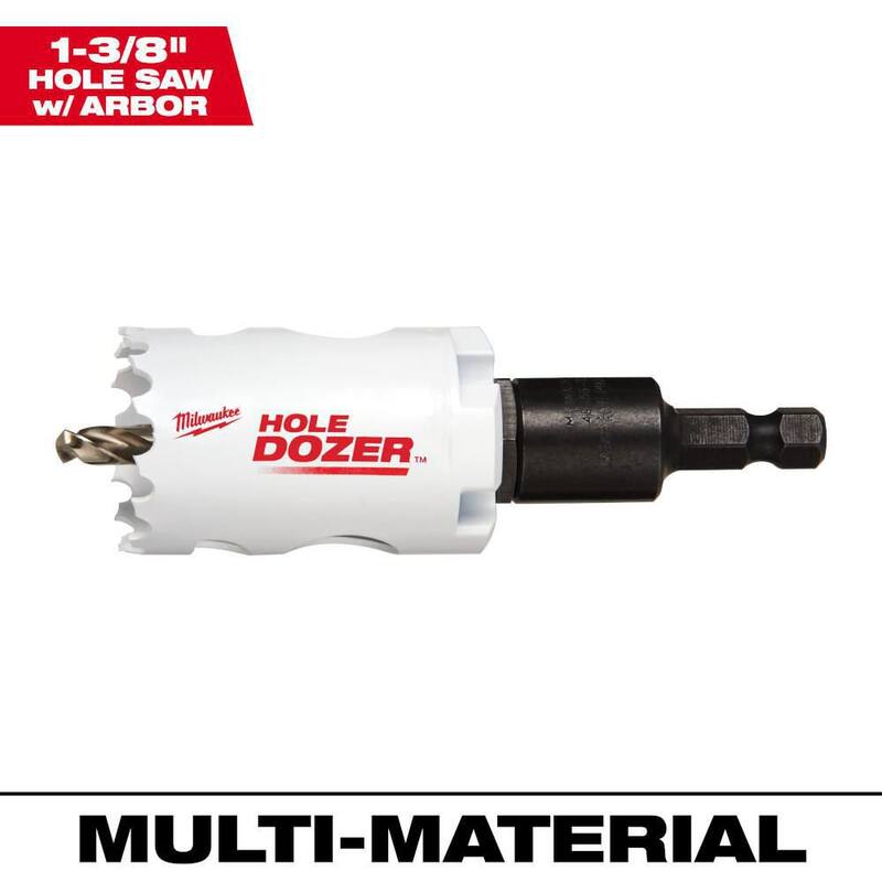 Milwaukee 1-3/8 pulgadas HOLE DOZER Sierra de agujero bimetálica con mandril de 3/8 pulgadas y broca piloto - 49-56-9671
