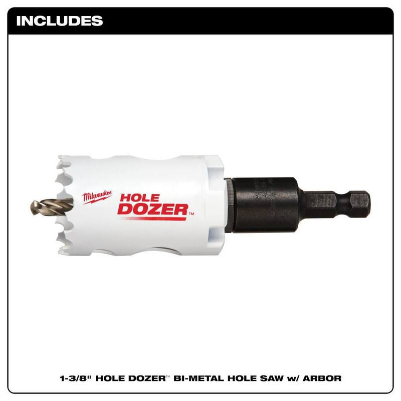 Milwaukee 1-3/8 pulgadas HOLE DOZER Sierra de agujero bimetálica con mandril de 3/8 pulgadas y broca piloto - 49-56-9671