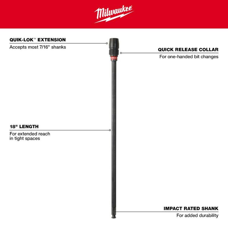 Milwaukee 18 pulgadas x 7/16 pulgadas Extensión Universal QUIK-LOK Bit - 48-28-1050